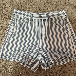 american eagle striped high waisted mom shorts